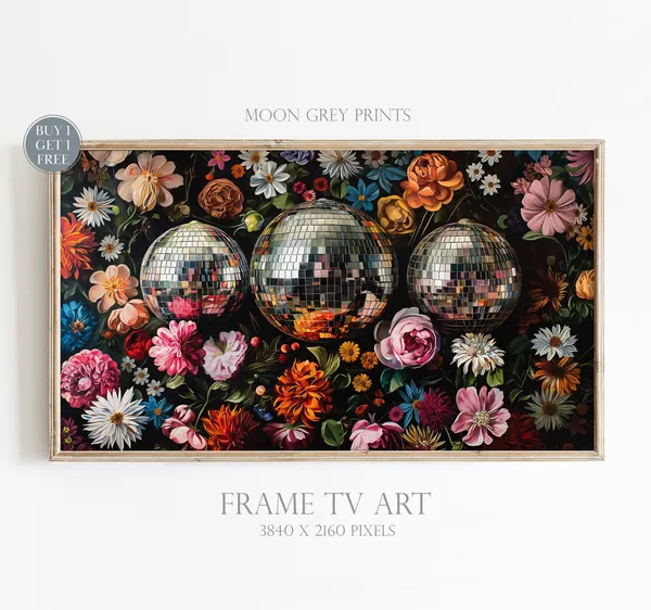 Disco Ball Maximalist Botanical Art Print