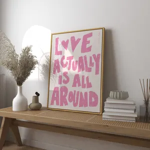 Love Actually Is All Around, Retro Heart Art Print