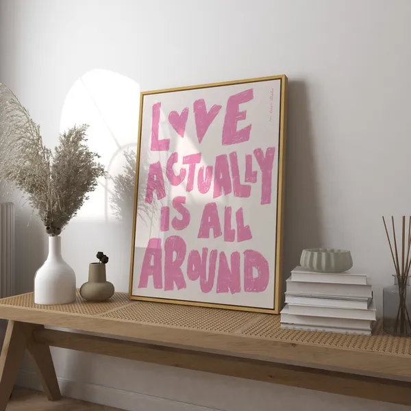 Love Actually Is All Around, Retro Heart Art Print
