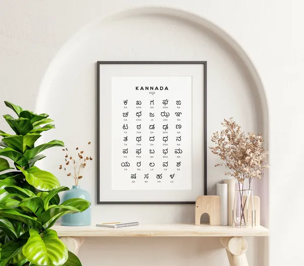 Kannada Alphabet Print, Educational Chart