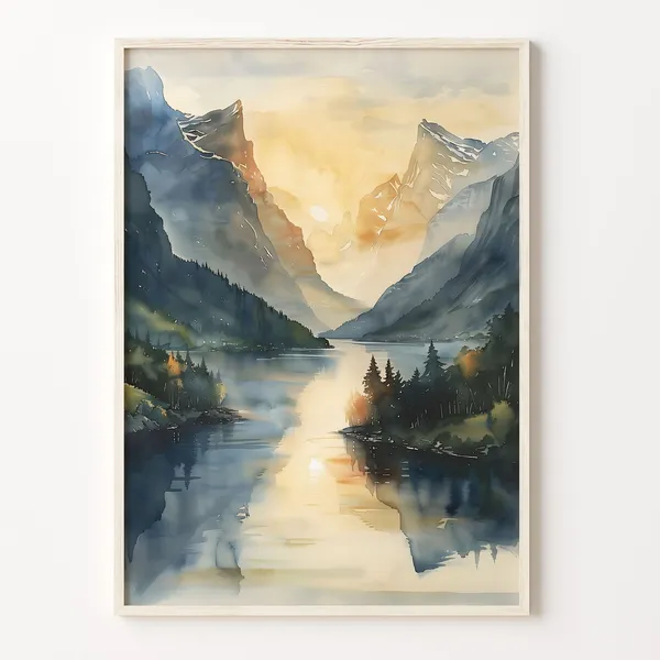 The Fjords Watercolor Wall Art Print