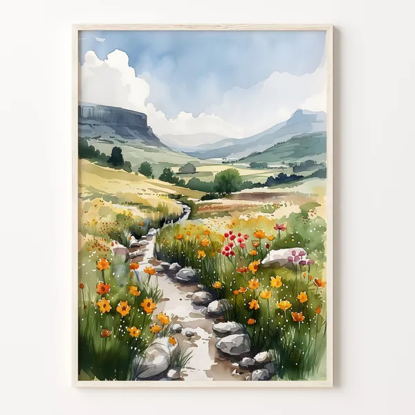 Yorkshire Dales Watercolor Painting Art Print