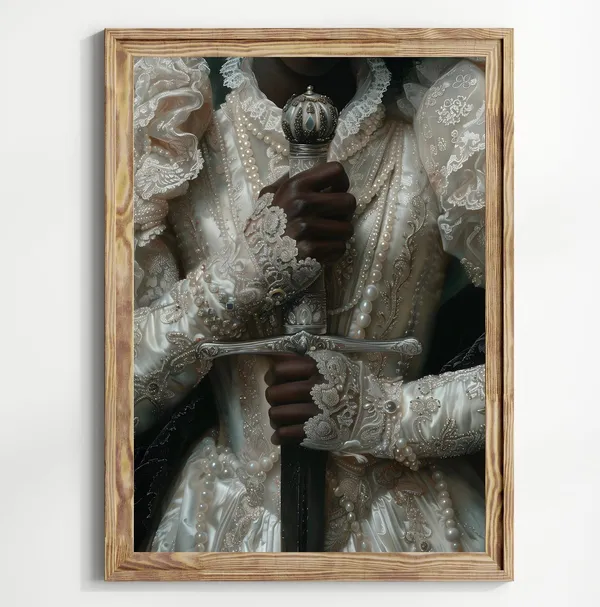 Victorian Black Lady With Sword and Dagger, Moody Art Print