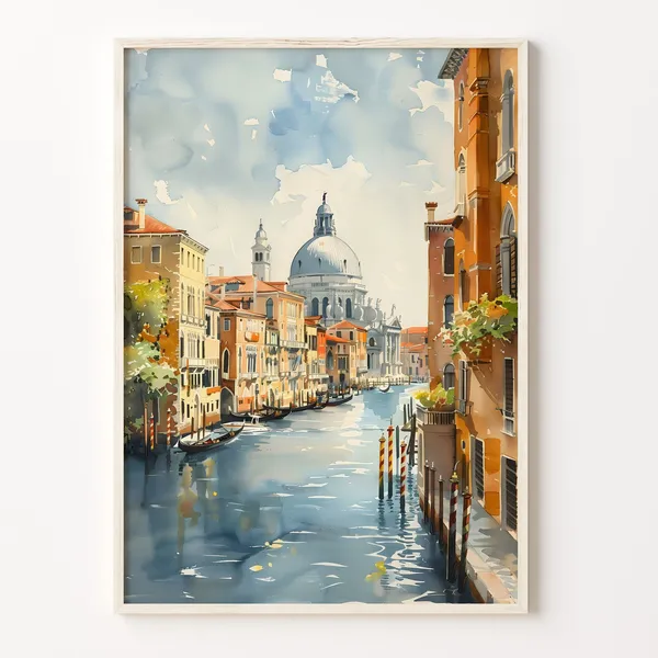 Venice Watercolor Travel Poster, Italy Wall Art