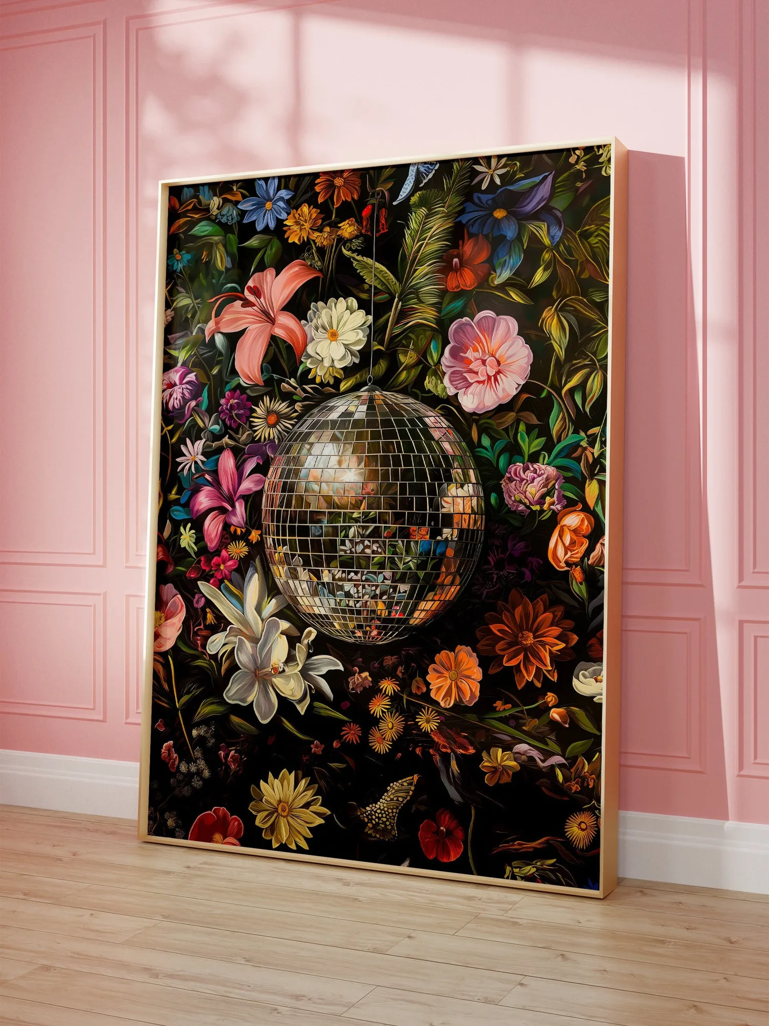 Disco Ball Botanical - Maximalist Dopamine Art