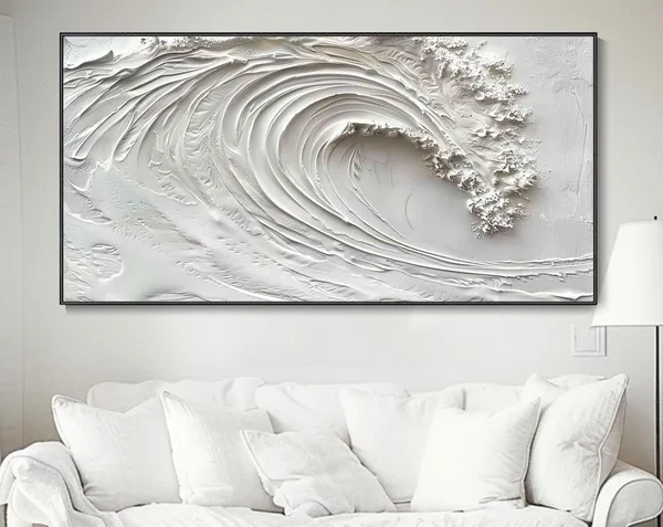 3D Ocean Waves Abstract Art, Coastal Wall Art Print