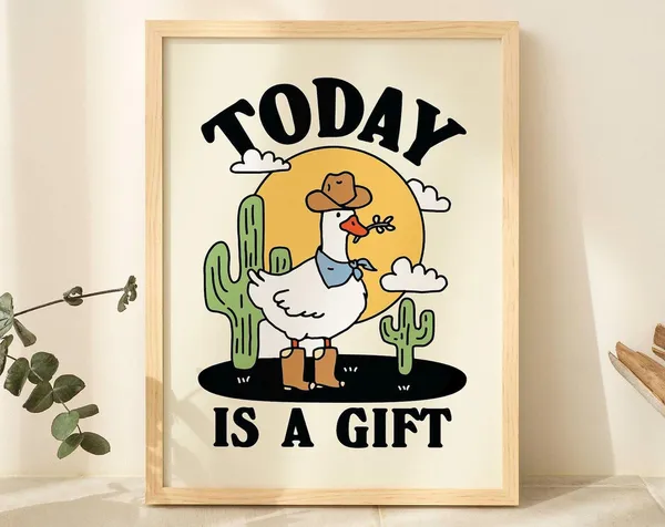 Positive Cowboy Goose Christian Howdy Poster Print