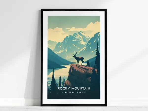 Rocky Mountain National Park Minimalist Elk Poster
