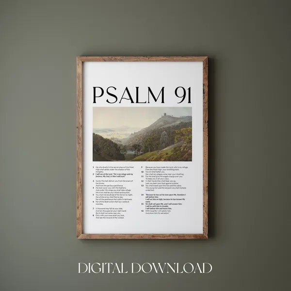 Psalm 91 Bible Verse Vintage Christian Art Print