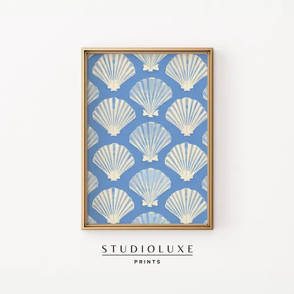 Seashell Vintage Painting Art Print, Coastal Decor