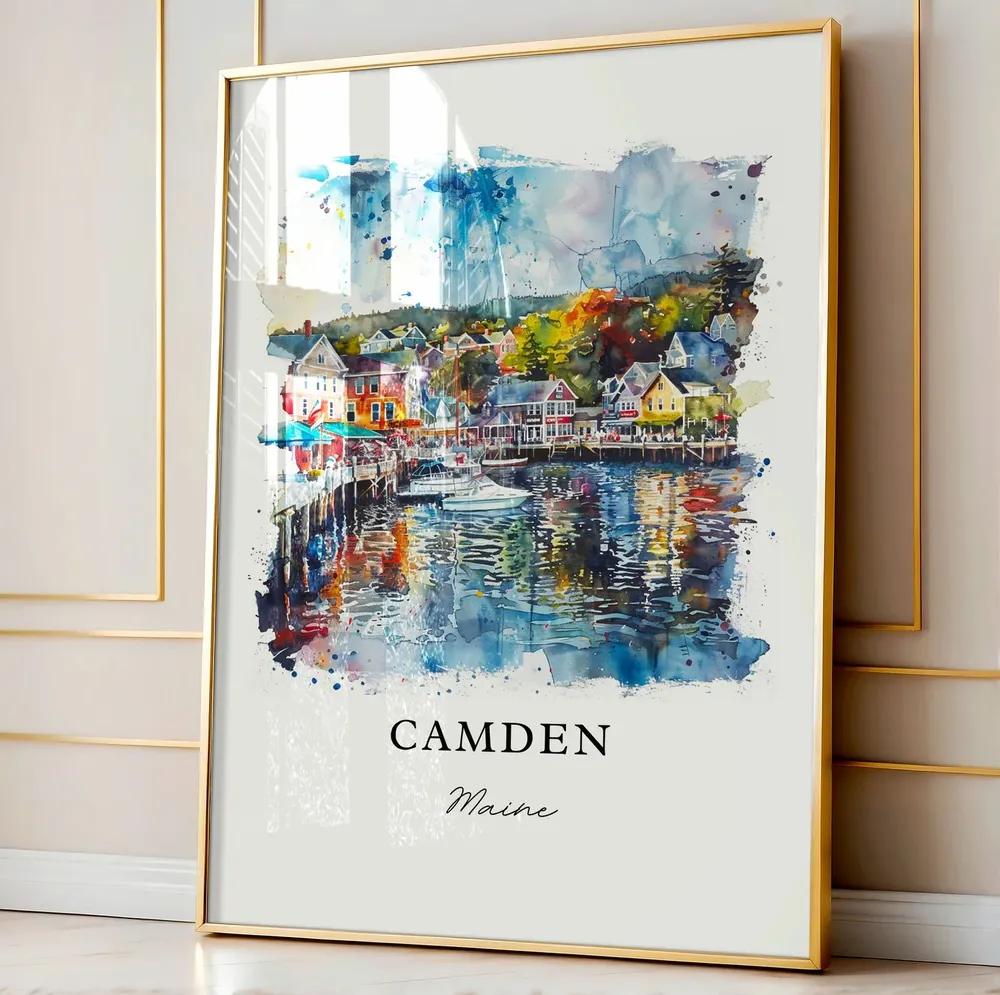 Camden Maine Travel Poster, Penobscot Bay Watercolor - Image 4