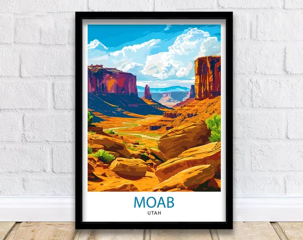 Moab Utah Travel Poster, Home Decor for Utah Lovers