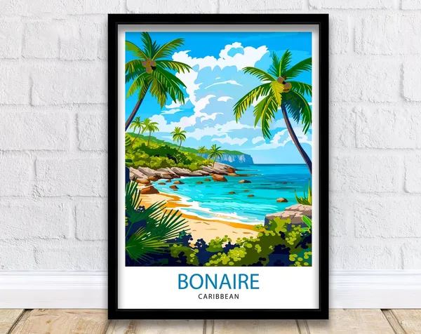 Bonaire Caribbean Travel Poster, Island Wall Decor