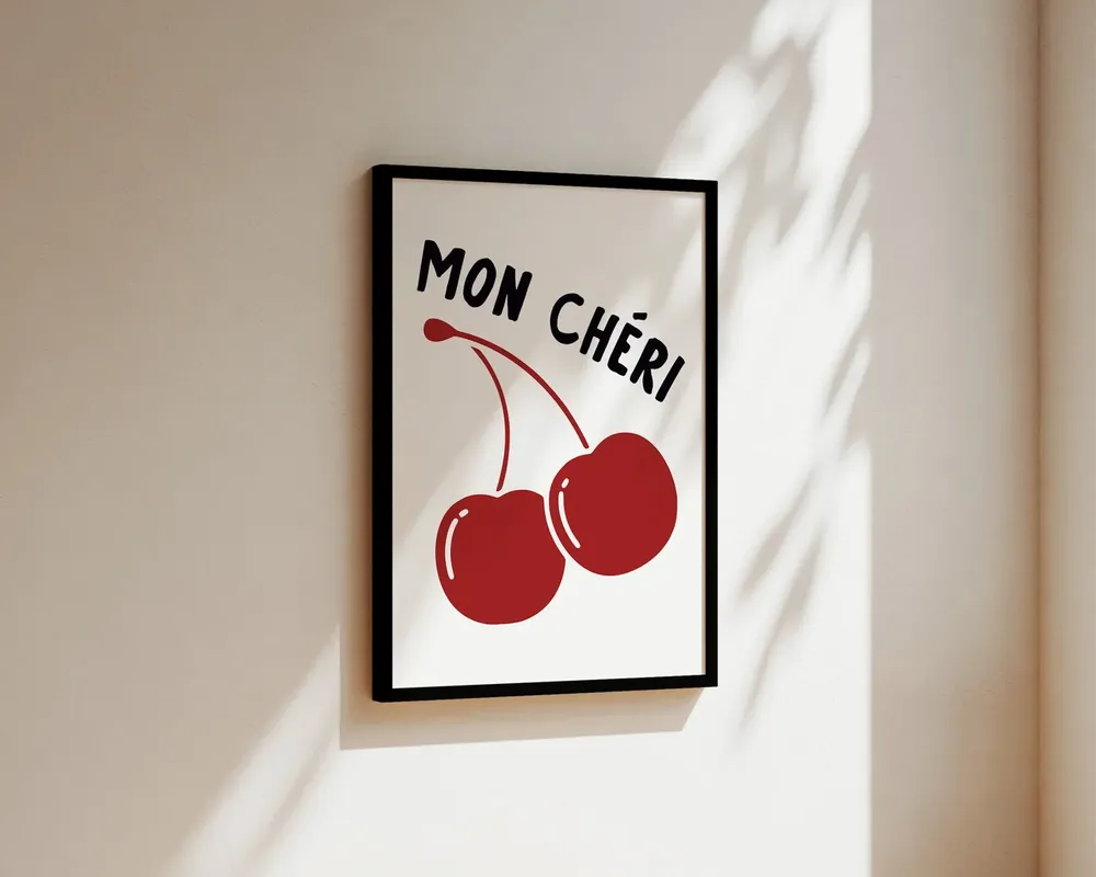 Mon Cheri Cherry Print, French Wall Art - Image 2