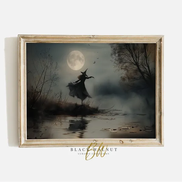 Halloween Witch, Vintage Style Rustic Art Print