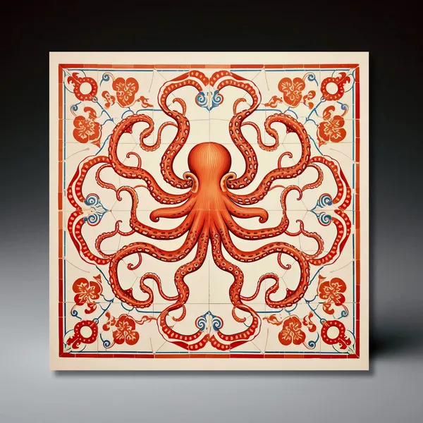 Deruta Octopus Wall Art Print, Italian Coastal Decor