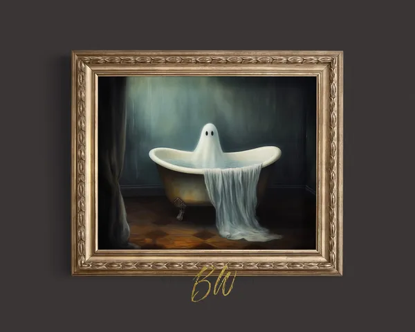 Halloween Ghost In Vintage Bath Tub Art Print