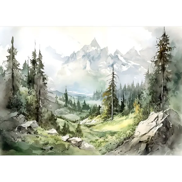 Grand Teton National Park Watercolor Art Print