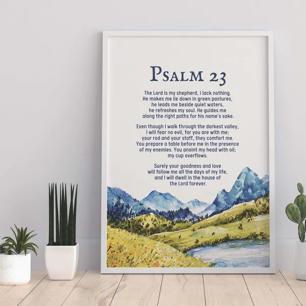 Psalm 23 Scripture Wall Art, Christian Decor