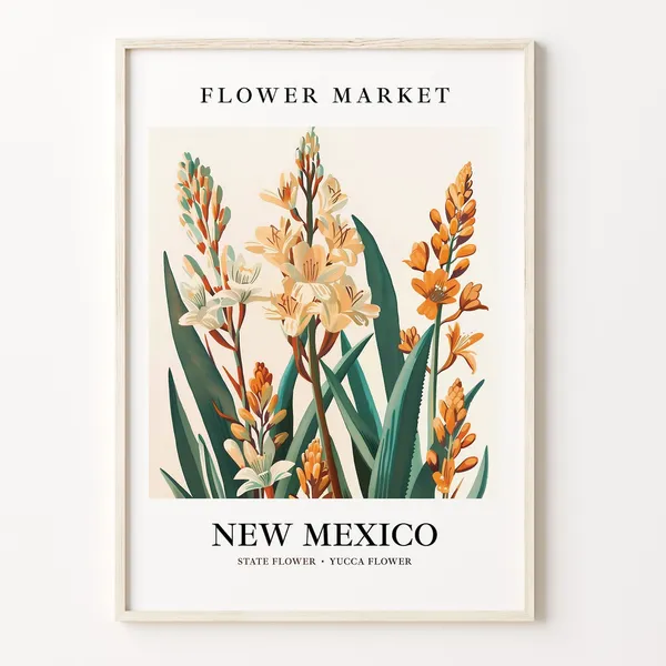 New Mexico State Flower Yucca Vintage Botanical Art Print