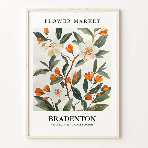 Bradenton Flower Market Art Print, 1960s Botanical