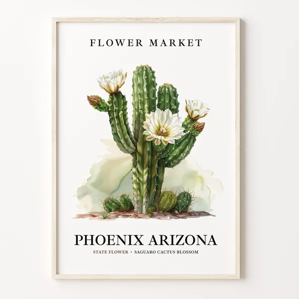 Phoenix Arizona Flower Market Botanical Pastel Art Print