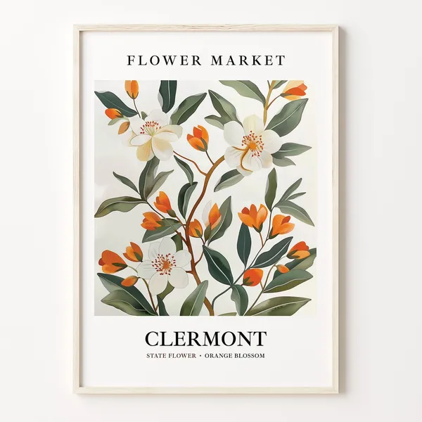Clermont Florida Flower Market, 1960s Botanical Art Print