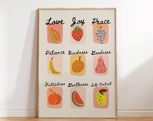 Fruit of the Spirit Retro Christian Scripture Print