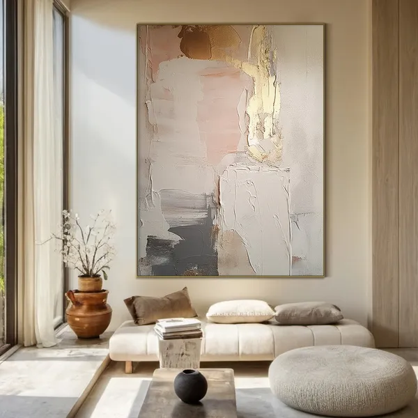Pink Abstract Texture Art Print, Modern Living Room
