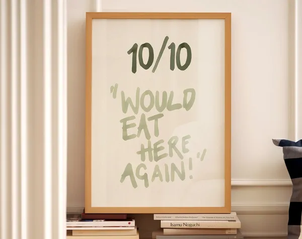 1010 Would Eat Here Again, Sage Green Kitchen Print