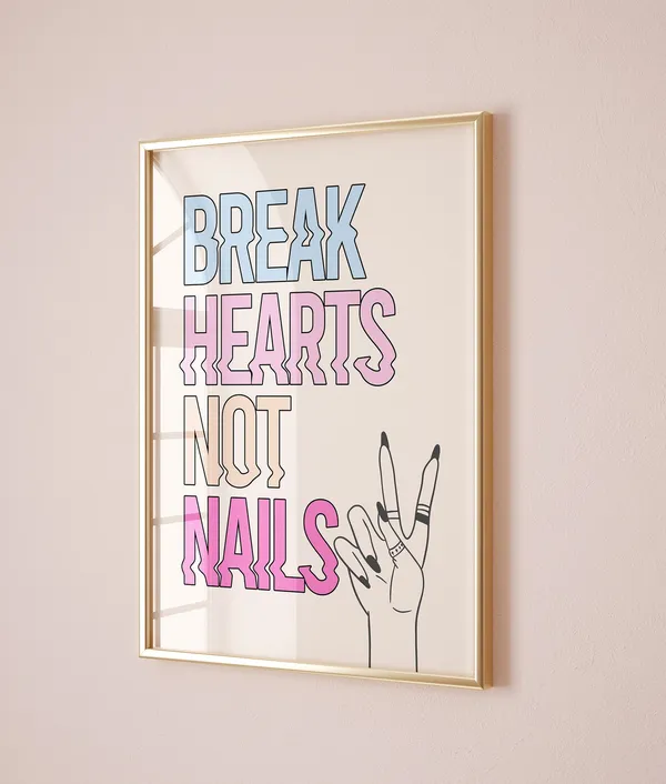 Nails Print, Pink Nail Salon Decor Art Print