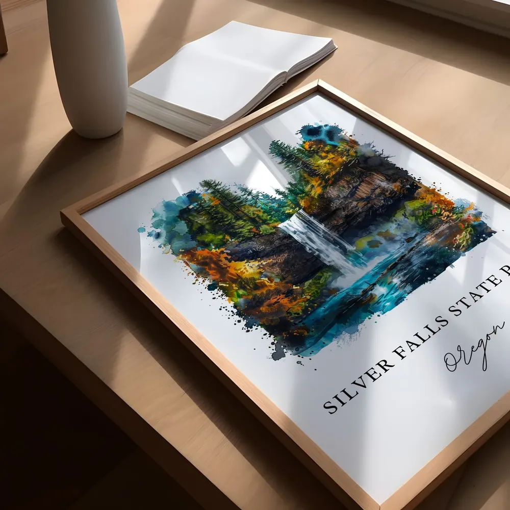 Silver Falls State Park Watercolor Travel Poster - Image 5