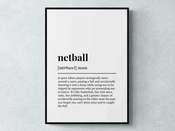 Netball Funny Definition Sport Gift Art Print