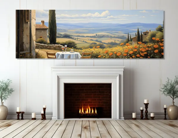 Tuscany Panorama Painting Print, Italy Landscape