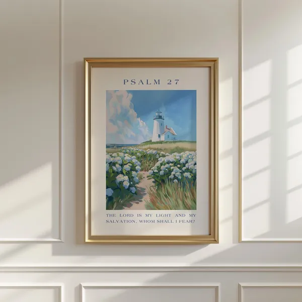 Psalm 27 Lighthouse Christian Art Print, Matisse-Inspired