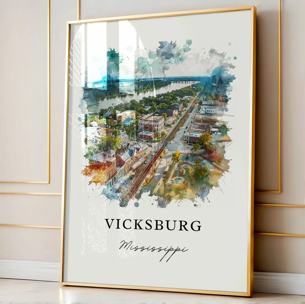 Vicksburg MS Watercolor Travel Poster - Image 4