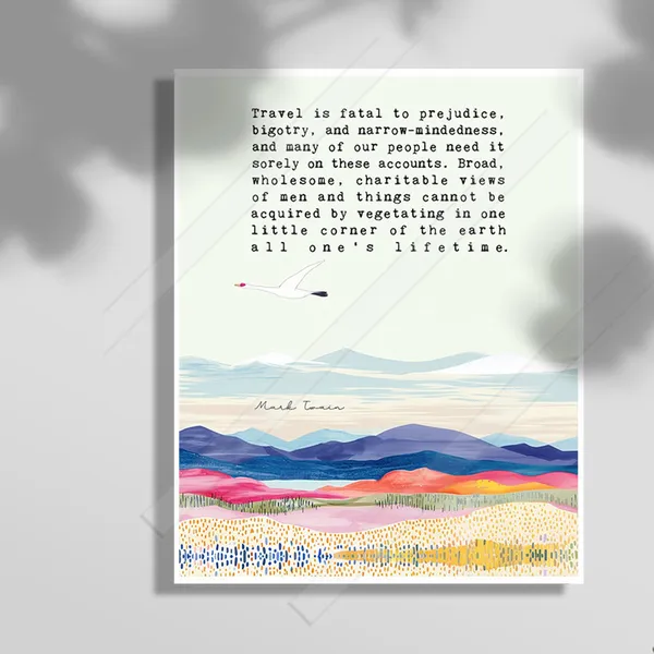 Mark Twain-Inspired Travel Quote Art Print for Office