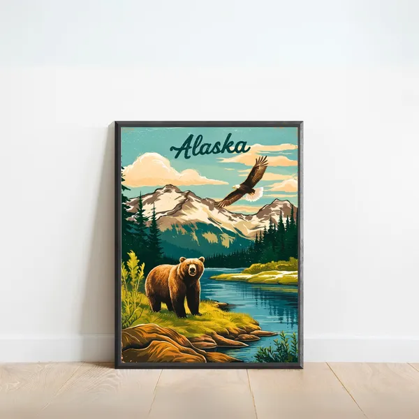 Alaska Vintage Travel Poster, Alaska Art Print