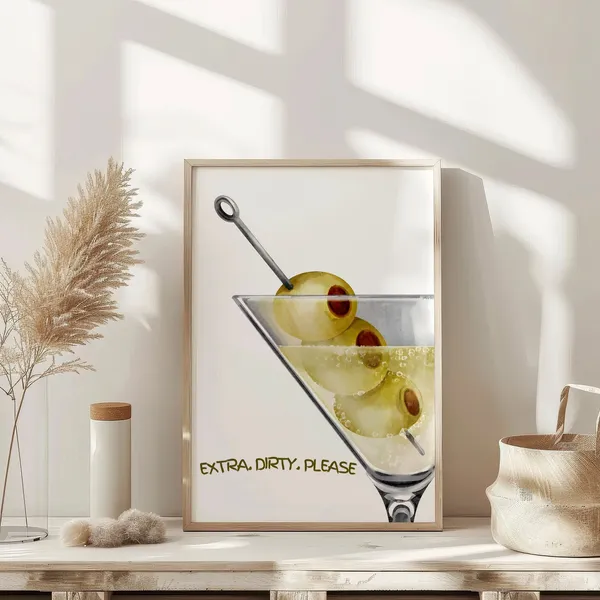 Extra Dirty Martini Vintage Bar Cart Art Print