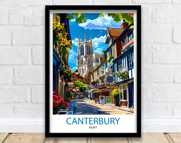 Canterbury England Travel Poster, British Place Art