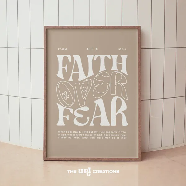 Faith Over Fear Christian Minimalist Bible Verse Poster