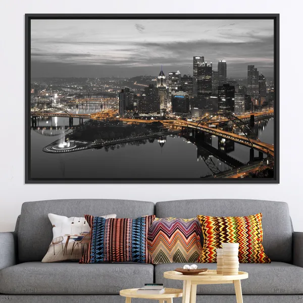 Pittsburgh Skyline Art Print, Black and White Cityscape