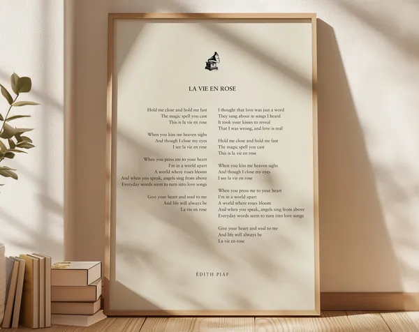 Edith Piaf La Vie En Rose Lyrics Art Print