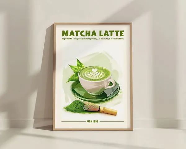 Retro Matcha Latte Coffee Print, Kitchen Cafe Decor