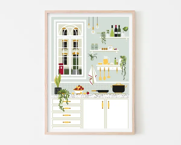 English Breakfast Kitchen Overlooking London Street Art Print