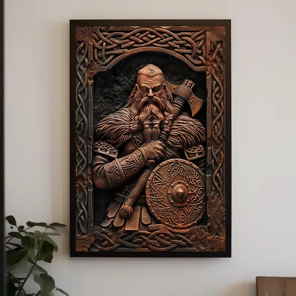 Viking Scandinavian Warrior Art Print, Nordic Style