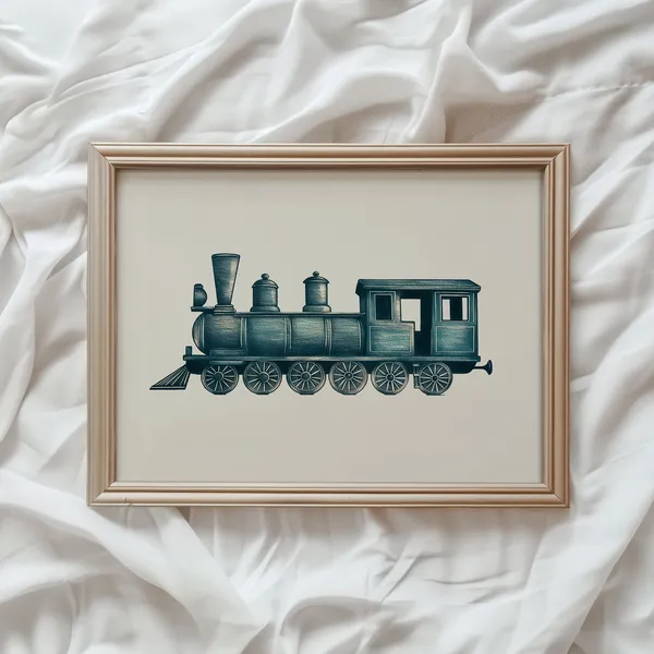 Antique Train Vintage Nursery Wall Art Poster