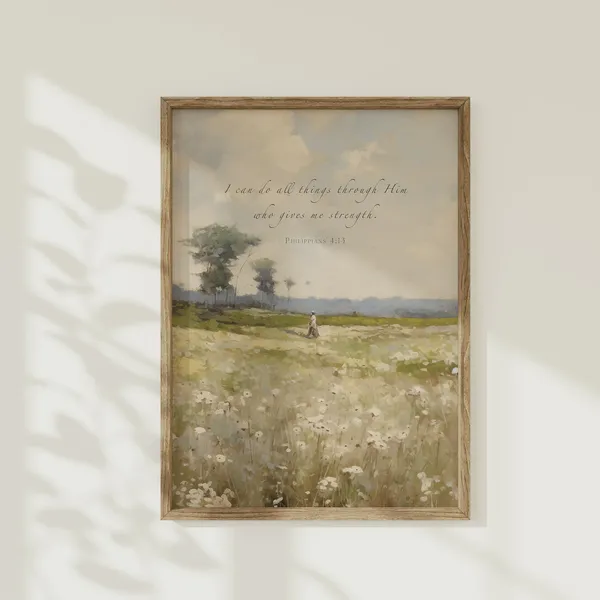 Philippians 4:13 Wildflower Farmhouse Scripture Art Print