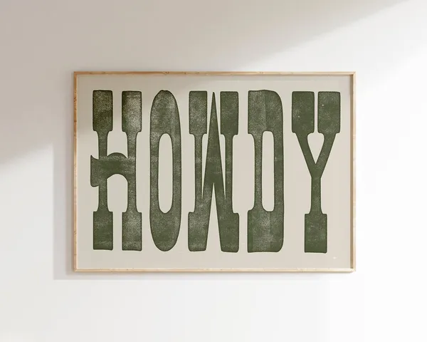Vintage Howdy Poster, Rustic Western Wall Art