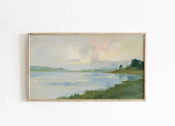 Summer Green Landscape With Lake Art Print